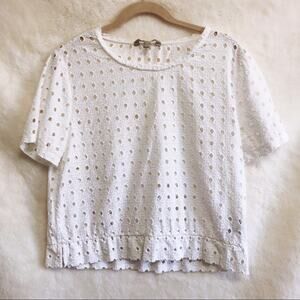 Banana Republic White Circle Short Sleeve Top
